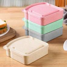 1pc Cute Bread Box | A Reusable Lunchbox, Perfect For Taking To Work, School, And Outdoor Activities. Ideal For Sandwiches, Bread, And Cakes. | Made Of Plastic, With A Flip-Top Closure, Rectangular (Available In 4 Colors). - 綠色 - 查看 8