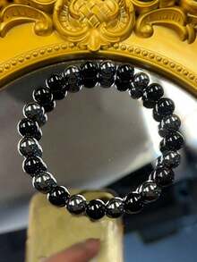 8mm Hematite & Obsidian Powerful Protection Bracelet, Grounding, Absorbing Negative Energy, Suitable For Men & Women, Yoga Accessory, Gift & Birthday Present - Black - View 3