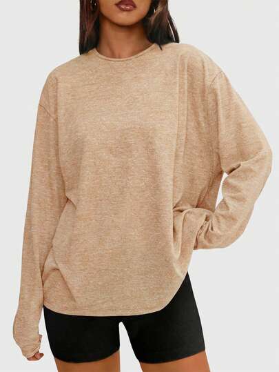 Speed mate 2026 New Women Loose Long Sleeve T-Shirt, Basic Round Neck Tee, Casual Sports Y2K Style Clothing For Autumn