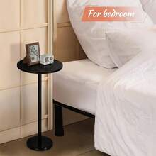 Drink Tables For Small Spaces Pedestal Side Table Set Of 2 Small Round Side Tables With Marble Base Black Pedestal Stand For Sofa Couch Chair Patio Black - Black2 - View 7
