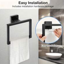 Heavy Duty Stainless Steel Towel Ring - Rust-Proof Square Tube Towel Rack, Wall-Mounted Bathroom Storage Organizer, Chrome Plated Surface, Durable And Easy To Clean, Suitable For Home Use - View 3