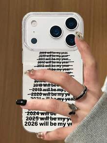 1个2026新款励志英文单词3D效果手机壳，兼容 17 Pro Max、17 Pro Air、16、15、14、13、12、11 Pro Max Plus，柔软果冻后盖 - 白色 - 查看 3