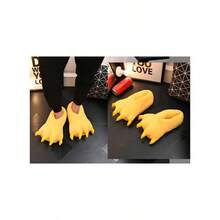 Unisex Paw Claw Slippers Funny Animal Plush Costume Shoes Plush Fuzzy Warm Home House Shoes Slipper Indoor - 中+黃色 - 查看 5