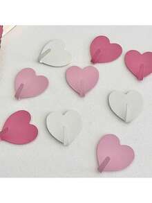 OBOVAY 3pcs Heart Shaped Self-Adhesive Stainless Steel Wall Hooks, Strong Adhesive Coat & Key Holder Hangers, No Drill Waterproof Decorative Hooks For Bathroom Accessories, Room Decor, Kitchen Accessories, Bedroom Wall Decor, Towel, Bag & Home Storage - Multicolor - View 10
