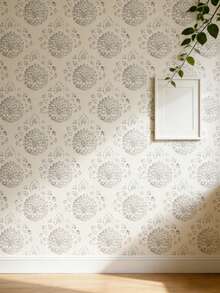 1卷44厘米灰色曼陀罗图案壁纸，波西米亚风格，可移除PVC壁纸，采用现代中性自粘设计。适用于橱柜装饰、卧室装饰、带自粘贴纸的墙板以及传统壁纸应用。 - 彩色 - 查看 2