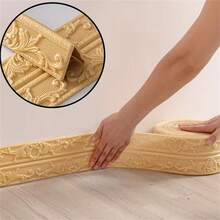 1 miếng nẹp trang trí 3D tự dính kích thước 90.55in x 4.72in, nẹp viền giấy dán tường 3D chạm khắc hoa văn tự dính, bảo vệ góc khung - Dễ bóc và dán, nẹp chân tường PVC, thích hợp trang trí nhà cửa, trần nhà, tường và khung ảnh - Chất liệu PVC, trang trí nhà DIY, nẹp trang trí, trang trí hiện đại, dễ lắp đặt - Nhiều màu - Xem 10