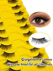 10 Pairs False Eyelashes Natural Half Lashes Cat Eye Clear Band Lashes Fluffy Wispy 3D Faux Mink Lashes Pack Soft Strips Fake Eyelashes-Suitable For Role Playing, European And American Style Extended False Eyelashes - Half Eyelashes - View 4