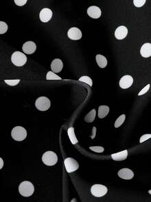 Sexy Fashion Black & White Polka Dot Print Ruffled One-Piece Swimsuit - Bowknot Hollow-Out + Multi-Layer Ruffle Design | High-Waisted Triangle Bottoms | Must-Have Swimwear For Pool & Vacation - Black and White - View 8