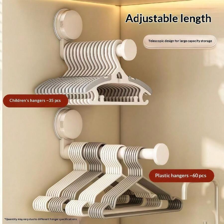 Suction Cup Balcony Hook Storage Organizer, No Drilling Required, Multi-Function Hanging Hook, Retractable Hook, Wall-Mounted Shelf - Multicolor - View 1