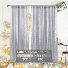 eluckya 1/2Pcs Golden Sequin Party Backdrop Curtain, Perfect For Weddings, Birthday Party Supplies, Gender Reveal Parties, Bridal Showers, Home Decor, Room Decoration, Shower Curtains, Bachelorette Parties, Backdrop Curtains, Baby Shower Decorations. Ideal For Pairing With Metallic Arch Stands, Suitable For Both Everyday Use And Parties. This Sparkling Backdrop Curtain Never Goes Out Of Style. - 銀色 - 查看 4