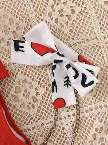 3pcs/Set Baby Girls Valentine's Day Outfit: Camisole, Bowknot Tutu Skirt, Headband - Multicolor - View 6