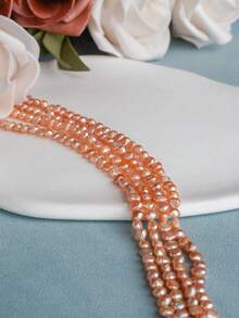 1 Strand 0.4-0.5cm/0.16-0.2inch Asymmetrical Double-Sided Baroque Cultured Freshwater Pearls In White, Orange, Purple, Black, 20cm/7.87inch Pearl Strand, For DIY Handcraft Bracelet, Necklace, Jewelry Making - Multicolor - View 15