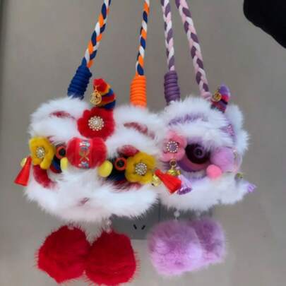 手工制作中国新年舞狮摆件，收纳袋，女士钱包，小钱包，拉链钱包，生日礼物，母亲节礼物，日常时尚休闲绗缝细节，男士，学生用品，女士钱包，迷你钱包，零钱包（颜色随机发送）