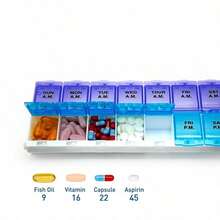 Double Row Portable Pill Organizer - 14 Compartments For 7 Days, Travel-Sized With Lids, Leak-Proof & Compact For Car, Purse, And Suitcase - 藍紫色 - 查看 2