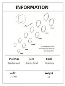1件 6-16毫米不锈钢耳骨环耳环，低过敏性鼻环耳夹垂坠铰链耳环，耳部穿刺饰品，女士配饰