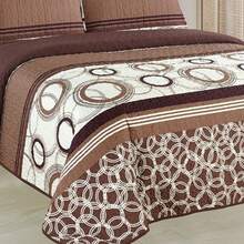 Casaisla Home Collection Juego de Edredón Reversible 4 Piezas con Sábana de Cajón y Fundas de Almohada (Matrimonial y King Size) Seleccione Tamaño y Diseño - Caqui - Ver 3