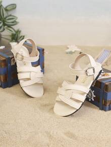 Children's Fashionable Outdoor Slippers, Square Toe Flat Shoes, One-Piece Sandals, New Stylish Elegant Minimalist High-Quality Women Shoes - Beige - View 4