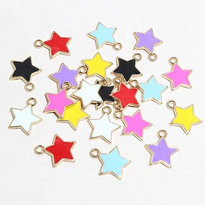 20pcs 14x12mm Enamel Star Charms Pendant Alloy Metal DIY Jewelry Making Accessories Findings For Earrings Necklace Bracelet