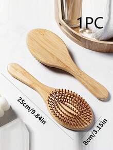 Bamboo Hair Brush, Natural Wooden Anti-Static Smooth Hair Scalp Massage Comb, Air Cushion Styling Tool, Unisex, Christmas Gift - Apricot - View 7