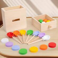 2-In-1 Intelligence Box Kids Hand-Eye Coordination Training Toy Color Sorting Educational Box Baby Wooden Fun Early Education Toy - Multicolor - View 1