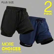 2pcs Plus Size Men's Sports Shorts, Loose Breathable Fitness Running Pants, Summer Casual Sports Shorts For Overweight Men, Suitable For Basketball And Football Training - Multicolor - View 9