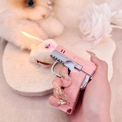 [Without  Butane] Ladies's Creative Lighter, Fingertip Gyroscope Lighter 2-In-1, Butane Lighter, Folding And Rotating For Pressure Relief, Windproof Red Flame, Adjustable Flame, Reusable, Creative Gift