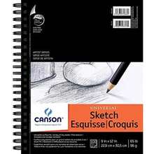 Canson® - Universal Sketch libreta de Pasta Flexible y Espiral Reforzado para Esbozo con 100 Hojas de 22.9 x 30.5 cm 96g(22.86 x 30.48 cm) - Multicolor - Ver 2