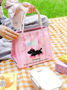 1pc Portable Insulated Lunch Bag, Waterproof Thermal Lunch Box, Bento Bag, Dinner Warmer Bag, Thickened Cute Lunch Fruit Bag, Essential For Women Travel, Waterproof Thermal Lunch Bag, Lunch Box, Lunch Tote, Insulated Bag, Large Capacity, Essential For Men Travel (Autumn/Winter) - Multicolor - View 6