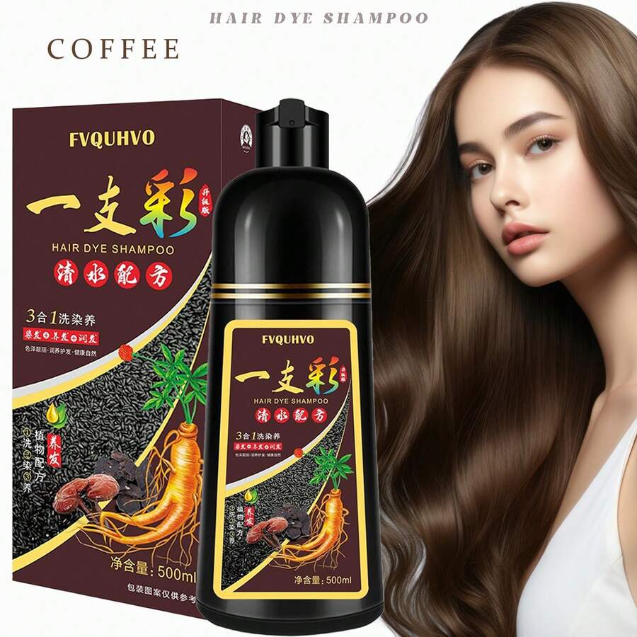 FVQUHVO Hair Dye Shampoo 3 In 1,Instant Coffee Shampoo Hair Dye Kit For Gray Hair Coverage, Long-Lasting Hair Color Shampoo For Men & Women, Simpler Root Touch-Up, Natural Plant Extracts - Coffee - View 1