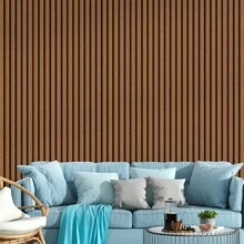 Adhesive Wallpaper With Ribbed Wood Pattern, Brown, Thin Strips - Multicolored 9 - View 16