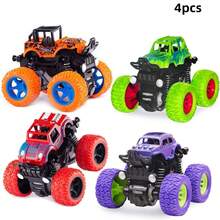 Truck Toy Set - A Set Of 4 Inertia Drive Vehicles, 360 ° Rotating Off-Road Vehicles, Impact Resistant Bidirectional Drive Trucks, Suitable For Children's Day, Birthday Gifts, Halloween/Christmas Gifts - 彩色 - 查看 1