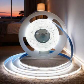 COB LED Light With Battery Box Power Supply/USB Power Supply, Cool White Light, COB Bright And Non Glaring, High Brightness, Can Be Cut, Flexible Self-Adhesive Suitable For TV Home Decoration, Kitchen Bathroom Lighting, Makeup Mirror Light Strip, Bed Bottom Light And Other Occasions (Without Battery)