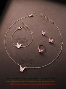 6/1 pieza Conjunto de reloj digital con forma de corazón LED elegante y lindo para niñas, incluye pulsera con mariposa, collar, anillo y aretes. Adecuado para uso diario de niñas, perfecto para viajes, cumpleaños, fiestas, decoración de vuelta a la escuela, también un regalo ideal para el Día de San Valentín y el Año Nuevo 2026 para niñas. Accesorios elegantes para niñas - Multicolor - Ver 10