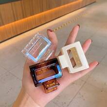 Elegant 1.97inch Small Square Hair Clip, Minimalist Style, Suitable Updo, Securing Hair At Back Of. - trong suốt - Xem 9
