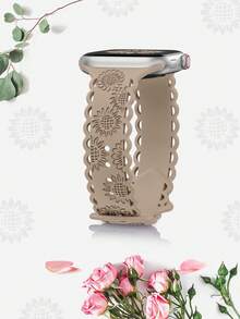 Correa de reloj con estampado de mariposa y girasol en relieve láser, suave y transpirable, para mujeres y hombres, compatible con Apple Watch de 38mm, 40mm, 41mm, 45mm, 44mm, 42mm, 46mm, 49mm, versátil para uso casual, fiesta, San Valentín, Año Nuevo, festivales, accesorio de repuesto - Piedra - Ver 21