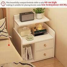 LYNICESHOP 23.6 Inch Small Nightstand With 2 Drawer And Open Shelf,Multipurpose Bedside Table,Short Side Table For Low Bed,Living Room Bedroom,White Holiday Gift (US Stock) Faster Delivery - 預設 - 查看 6