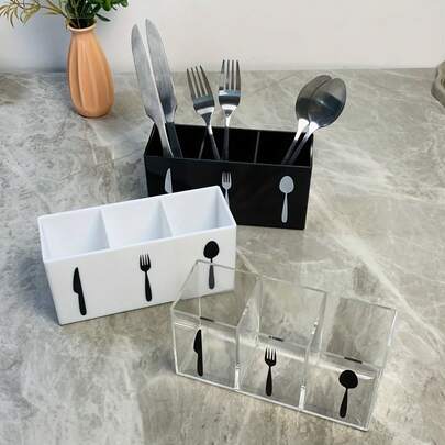 1 szt. pogrubione plastikowe pudełko do przechowywania przyborów kuchennych, trwałe i odporne na upadki, odpowiednie na noże, widelce, pałeczki, łyżki i inne naczynia stołowe, niezbędne w domowej kuchni i restauracjach komercyjnych