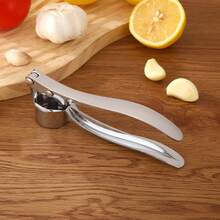Stainless Steel Garlic Press, Multifunctional Manual Portable Bent Handle Ginger Slicer Crusher, Kitchen Tool (Silver) - Silver - View 1