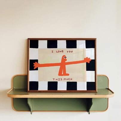 1pc "I Love You This Much" Wall Art Painting, Family Love Art Canvas Print | Modern Cute Children Style Decor Painting, Suitable For Nursery, Bedroom, Living Room Or Office Home Decor, Orange Cartoon Hug Poster, Gift For Her, Frameless Or Framed Option