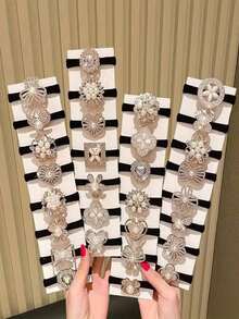 5/10/15/0件装 女士优雅高级仿珍珠水钻装饰发箍，适合日常佩戴和送礼，马尾辫发圈，发绳，橡皮筋发圈，发绳，弹力发圈