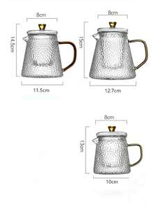 1pc Thickened Glass Patterned Teapot, Kung Fu Teapot, Hammered Design, Heat-Resistant, Suitable For Office, Can Pour Tea & Boil Water, Convenient To Carry, Suitable For Home, Hotel, Camping And Travel, A Very Practical Product - Multicolor - View 2