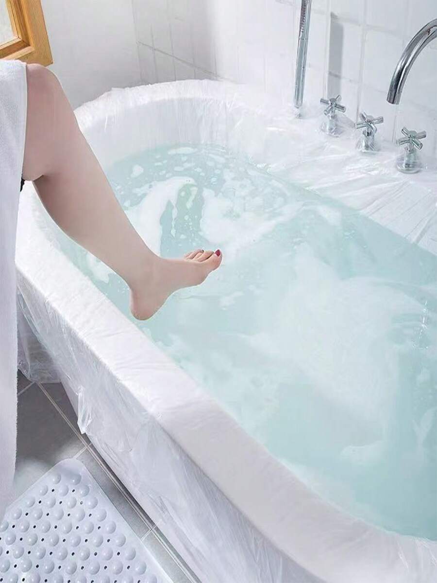 2/5/10 Stücke Einweg-Tragbare Badewannenabdeckung, Große Badewannenauskleidung aus Plastiktüten, geeignet für Salon, Zuhause und Hotel Badewanne, Badezimmer Accessoires, Badezimmer Werkzeuge - transparent - Übersicht 1