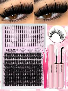 1837根/包 高容量单根假睫毛，D型卷翘，混合款式，长度10-16毫米，DIY假睫毛，自然浓密，轻盈纤细，超级柔软，可重复使用，单根分段式睫毛，睫毛嫁接套装，旅行必备 - 彩色 - 查看 11
