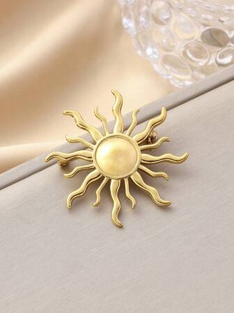 여성을 위한 빈티지 해바라기 브로치, 금색 톤 해바라기 주얼리 브로치 핀, 레트로 의류 액세서리 선물, 스테인리스 스틸 방수 과장된 주얼리 여성 선물