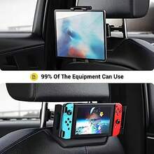 1pc 360° Adjustable Car Headrest Mount Holder Suit For 4" To 11" Tablets, Smartphones And Other Travel Essentials, For Children