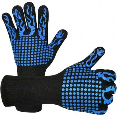 Guantes de Barbacoa, Guantes Asador de Parrilla Resistente a Altas Temperaturas, Aislamiento Térmico Manoplas para Horno Guantes Cocina Antideslizantes para Cocción Horneado,36516092
