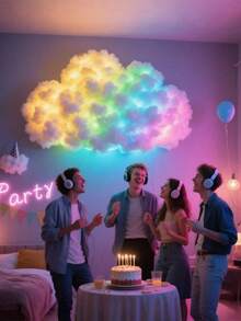 USB Cloud Lightning Lamp - Remote Voice Control LED DIY Ambient Light, Suitable For Gaming Room | Customizable Shape, Multi-Scene RGB Color Changing Decorative Light (Gaming Room/Holiday Decor/Room Decor/Advertising Display) - Multicolor - View 5