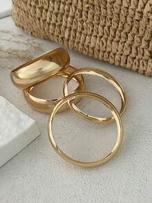 Bộ 4 vòng tay phong cách punk tối giản cổ điển, phù hợp cho nữ, bộ quà tặng trang sức vòng tay vẻ đẹp vĩnh cửu, đeo hàng ngày. Lưu ý: Bề mặt kim loại có thể có một vài vết xước nhỏ. - Bạc - Xem 7