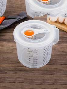 Transparent Plastic Measuring Cup With Lid - Durable, Multipurpose, Suitable For Baking, Salad And Cooking, With Markings (Ml/Oz), Essential For Baking | Practical Kitchen Tool | Food- Material - Multicolor - View 4