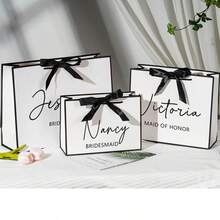 1個「I Love You」紙製禮品袋，輕量可折疊購物袋，適合女友、男友、丈夫、妻子、伴侶的完美禮品袋，黑白生日裝飾，生日禮物，慶祝配件，飾有緞帶，耐用，活動企劃，時尚包裝，堅固材質，女性禮物 - 彩色 - 查看 4